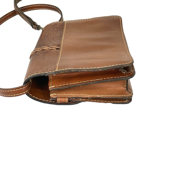 Patricia Nash Map Collection Crossbody Clutch Bag Leather Brass Travel Artisan - Picture 5 of 13